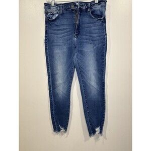 KanCan Jeans Size 30 Womens Skinny Distressed Blue Denim Boho Cottagecore Frayed